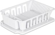 🧼 white sterilite large sink set dish rack drainer - 2-piece (18 l x 13 3/4" w x 5 1/2" h), 3/4" l x 3/4" w x logo