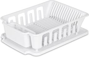 img 2 attached to 🧼 White Sterilite Large Sink Set Dish Rack Drainer - 2-Piece (18 L x 13 3/4" W x 5 1/2" H), 3/4" L x 3/4" W x