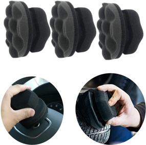 img 4 attached to Enhance Tire Detailing with 3pcs Tire Dressing Applicator - Reusable, Hex Grip Design for a Brilliant Tire Shine
