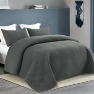 💤 exclusivo mezcla 3-piece queen size quilt set: steel grey bedspread with pillow shams - soft, lightweight, and reversible - 96x88 inches logo