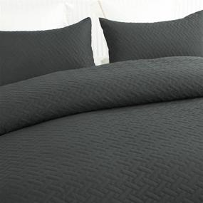 img 2 attached to 💤 Эксклюзивный набор одеял для кровати размером Queen 3 штуки: стально-серое одеяло с наволочками - мягкое, легкое и двустороннее - 96x88 дюймов
