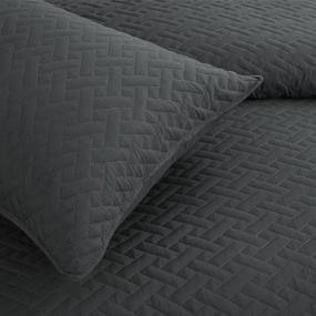 img 1 attached to 💤 Эксклюзивный набор одеял для кровати размером Queen 3 штуки: стально-серое одеяло с наволочками - мягкое, легкое и двустороннее - 96x88 дюймов