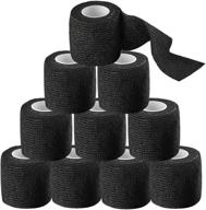 🖤 goetor tattoo grip cover wrap - 2" x 5 yards breathable self adherent wraps - black elastic bandage tape for tattoo grips, sport injuries, wrist/ankle sprains & swelling (pack of 10 rolls) логотип