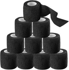 img 4 attached to 🖤 GOETOR Tattoo Grip Cover Wrap - 2" x 5 Yards Breathable Self Adherent Wraps - Black Elastic Bandage Tape for Tattoo Grips, Sport Injuries, Wrist/Ankle Sprains & Swelling (Pack of 10 Rolls)