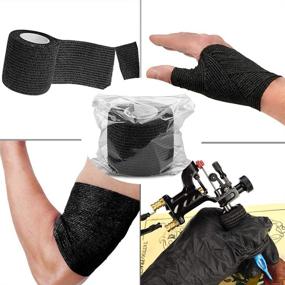 img 1 attached to 🖤 GOETOR Tattoo Grip Cover Wrap - 2" x 5 Yards Breathable Self Adherent Wraps - Black Elastic Bandage Tape for Tattoo Grips, Sport Injuries, Wrist/Ankle Sprains & Swelling (Pack of 10 Rolls)