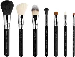 img 1 attached to Compact and Professional: Sigma Beauty Black Essential Travel Size Brush Set with 7 Brushes and Brush Cup