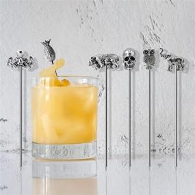 img 2 attached to 🍹 Set of 5 Homestia Stainless Steel Tropical Cocktail Picks - Martini Toothpicks, Reusable Garnish Forks for Olives, Appetizers, Sandwiches, and Cherries - 4.7 Inch