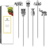 🍹 set of 5 homestia stainless steel tropical cocktail picks - martini toothpicks, reusable garnish forks for olives, appetizers, sandwiches, and cherries - 4.7 inch logo