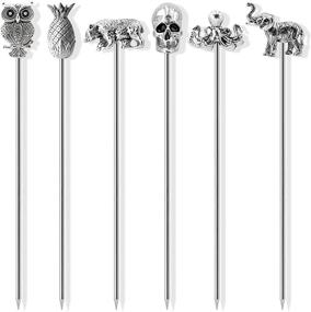 img 3 attached to 🍹 Set of 5 Homestia Stainless Steel Tropical Cocktail Picks - Martini Toothpicks, Reusable Garnish Forks for Olives, Appetizers, Sandwiches, and Cherries - 4.7 Inch