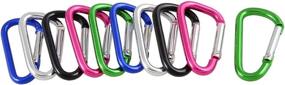 img 1 attached to 🔑 10 Pack of Vibrant D-Shaped Aluminum Alloy Carabiner Keychains for Fishing and Travel