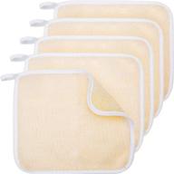 🧖 set of 5 exfoliating face and body wash cloths - towel weave bath cloth for deep scrub and massage - ideal for women and men (beige) logo