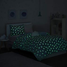 img 3 attached to 🌟 Mizone Kids Quinny Soft Plush Comforter Cloud Stars Glow in The Dark Bedding Set Full/Queen Aqua 4 Piece (MZK10-202)