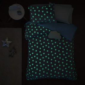 img 2 attached to 🌟 Mizone Kids Quinny Soft Plush Comforter Cloud Stars Glow in The Dark Bedding Set Full/Queen Aqua 4 Piece (MZK10-202)