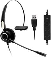 call center usb headset, callany phone headset with 🎧 noise cancelling microphone, lightweight wired headset for office, skype, pc logo