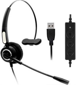 img 4 attached to Call Center USB Headset, Callany Phone Headset with 🎧 Noise Cancelling Microphone, Lightweight Wired Headset for Office, Skype, PC