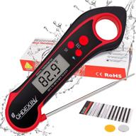 🌡️ chdexin instant read meat thermometer: waterproof digital wireless food thermometer for cooking, grill, bbq, coffee (black red) logo