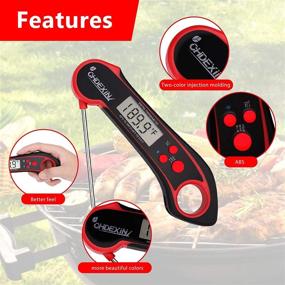 img 2 attached to 🌡️ CHDEXIN Instant Read Meat Thermometer: Waterproof Digital Wireless Food Thermometer for Cooking, Grill, BBQ, Coffee (Black Red)