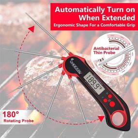 img 1 attached to 🌡️ CHDEXIN Instant Read Meat Thermometer: Waterproof Digital Wireless Food Thermometer for Cooking, Grill, BBQ, Coffee (Black Red)