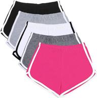 uratot women's cotton yoga dance short 🩳 pants: 5 pack of summer athletic sports shorts logo