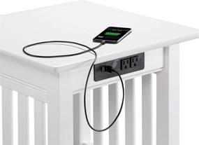 img 1 attached to 🔌 White Mission End Table with Charging Station by Atlantic Furniture