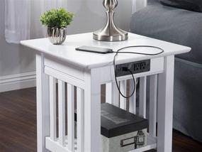 img 3 attached to 🔌 White Mission End Table with Charging Station by Atlantic Furniture