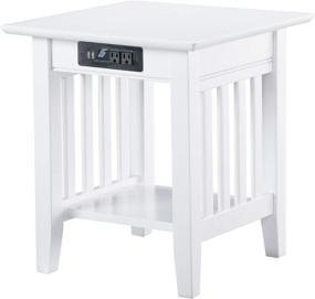 img 4 attached to 🔌 White Mission End Table with Charging Station by Atlantic Furniture