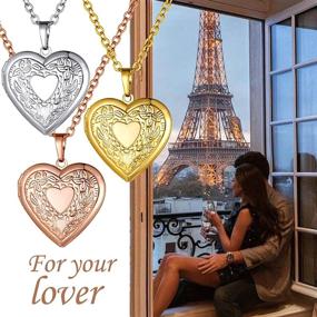 img 3 attached to GOLDCHIC JEWELRY Heart Locket Necklace: 18K Gold Plated/Platinum/Rose Gold - Flower/Tree of Life Design - Photo Locket Necklace with 20”+2” Chain