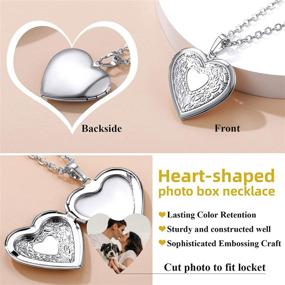 img 1 attached to GOLDCHIC JEWELRY Heart Locket Necklace: 18K Gold Plated/Platinum/Rose Gold - Flower/Tree of Life Design - Photo Locket Necklace with 20”+2” Chain