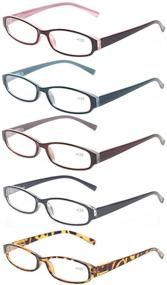 img 4 attached to 👓 Stylish Unisex Reading Glasses 5 Pairs with Reliable Spring Hinge