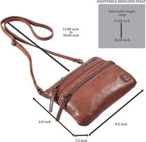 img 3 attached to Wise Owl Accessories Small Triple Zip Real Leather Women's Crossbody: Premium Vintage Shoulder Sling Bag