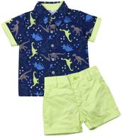 👶 adorable summer toddler baby boy gentleman flamingo print outfit: short sleeve t-shirt + shorts pants 2pcs set logo