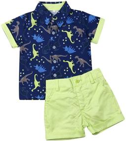 img 4 attached to 👶 Adorable Summer Toddler Baby Boy Gentleman Flamingo Print Outfit: Short Sleeve T-Shirt + Shorts Pants 2PCS Set