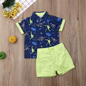 img 3 attached to 👶 Adorable Summer Toddler Baby Boy Gentleman Flamingo Print Outfit: Short Sleeve T-Shirt + Shorts Pants 2PCS Set