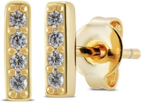 img 4 attached to 💎 Dazzle with UPSERA 18k Gold Plated Mini Bar Earrings: Elegant Cubic Zirconia Delicacies