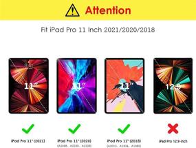 img 3 attached to Cantis Clear Case for iPad Pro 11 inch 3rd Generation 2021/2020/2018 with Built-in Screen Protector, Pencil Holder, and Kickstand - Full-Body Shockproof Protective Case