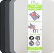 🔪 simply genius 4 piece extra thick large 11.5" x 15" cutting boards - non slip flexible cutting mat set - dishwasher safe - bpa free plastic chopping mats for meats and vegetables - gray logo