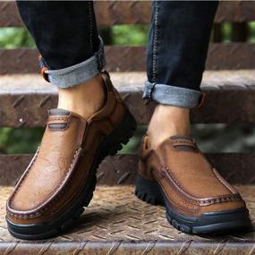 img 1 attached to Walking Breathable Leather Casual Outdoor Men's Shoes for Loafers & Slip-Ons