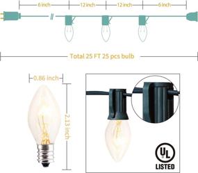 img 3 attached to 🎄 C7 Outdoor String Lights: 25ft Warm White Christmas Lights for Patio, Garden, and Party Decorations - Green Wire, 25 Bulbs