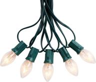 🎄 c7 outdoor string lights: 25ft warm white christmas lights for patio, garden, and party decorations - green wire, 25 bulbs логотип