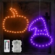 🏠 turnmeon pumpkin window lights decor: 2 pack 16" halloween witch hat with timer, remote control, waterproof battery operated indoor outdoor decorations (purple, orange lights) логотип