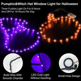 img 2 attached to 🏠 TURNMEON Pumpkin Window Lights Decor: 2 Pack 16" Halloween Witch Hat with Timer, Remote Control, Waterproof Battery Operated Indoor Outdoor Decorations (Purple, Orange Lights)