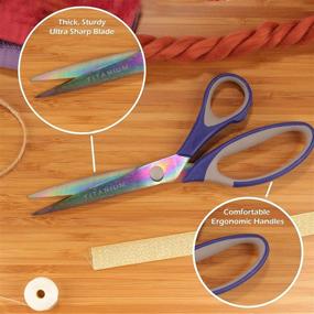 img 2 attached to 🔹 Versatile Titanium Softgrip Scissors Set - Perfect for Sewing, Arts, Crafts, and Office - Blue (1 Set of 3)