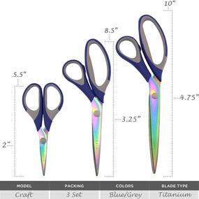 img 3 attached to 🔹 Versatile Titanium Softgrip Scissors Set - Perfect for Sewing, Arts, Crafts, and Office - Blue (1 Set of 3)