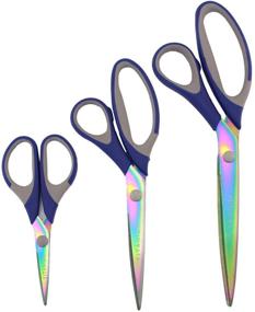 img 4 attached to 🔹 Versatile Titanium Softgrip Scissors Set - Perfect for Sewing, Arts, Crafts, and Office - Blue (1 Set of 3)