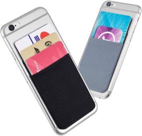 img 4 attached to 📱 Sinjimoru Phone Card Holder Stick On Wallet for Back of Phone. Sinji Pouch Basic4, Black and Blue Grey (2 Pack) - Enhanced SEO