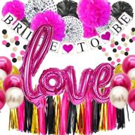 🎉 doyolla bachelorette party decorations kit - back and hot pink, tissue poms, bride-to-be banner, tassel garland, love & 12-inch latex balloons set, polka dot garlands for wedding, bridal shower decor logo
