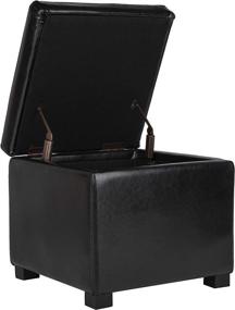 img 1 attached to Safavieh Hudson Collection Ryder Square Flip Top Ottoman in Black Leather