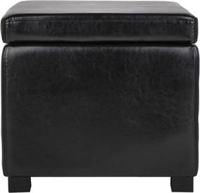 img 2 attached to Safavieh Hudson Collection Ryder Square Flip Top Ottoman in Black Leather