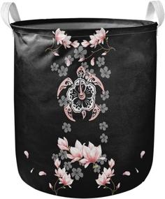 img 4 attached to Eco-Friendly Storage Basket, Collapsible Round Bin, Laundry Hamper - Floral Sea Turtle Pink Design for Bathroom, Home Decor, Baby Hamper, Clothing, Toys, Underwear Organizer Collection