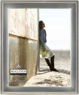 premium silver 8x10 picture frame with elegant silver beads - classic design by malden international designs logo